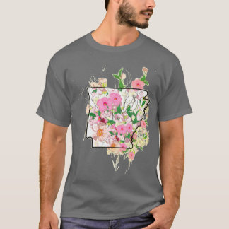 Arkansas home outline apple blossom state flower T-Shirt