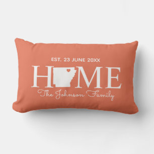 Arkansas home state map personalized family lumbar pillow