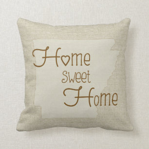 Arkansas-Home Sweet Home burlap-look custom name Throw Pillow