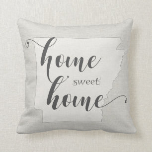 Arkansas - Home Sweet Home burlap-look Throw Pillow