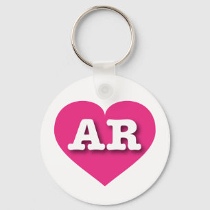 Arkansas Hot Pink Heart - I love AR Keychain