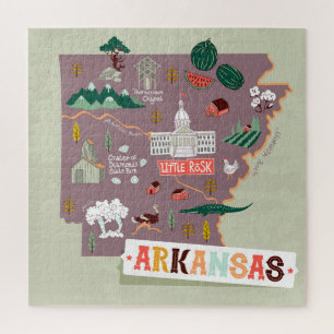 Arkansas Illustrated: USA Travel Map Jigsaw Puzzle