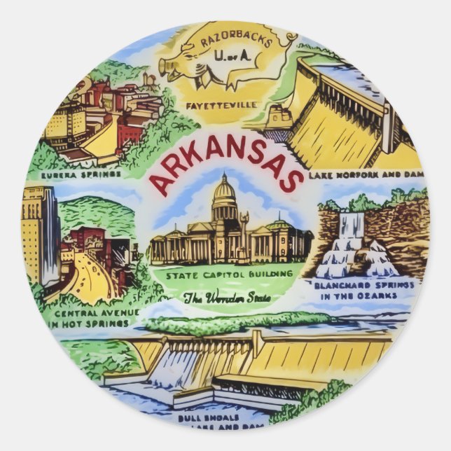 Arkansas Landmarks  Classic Round Sticker (Front)