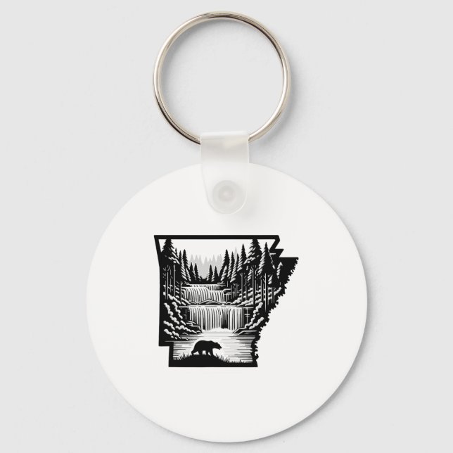 Arkansas Map And Landscape  Keychain (Front)