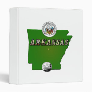 Arkansas Map, Seal and State Faux Quarter Binder