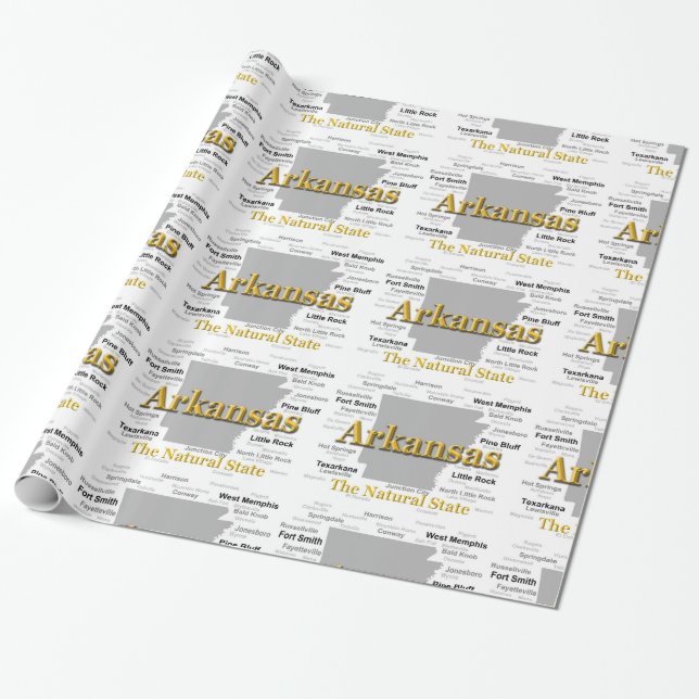 Arkansas Map Silhouette Wrapping Paper (Unrolled)