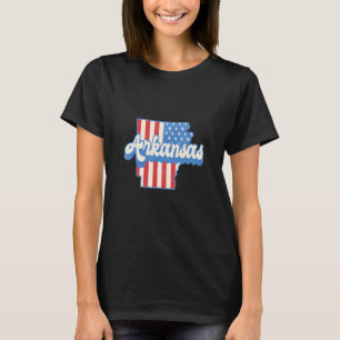 Arkansas Map State American Flag 4th Of July Pride T-Shirt