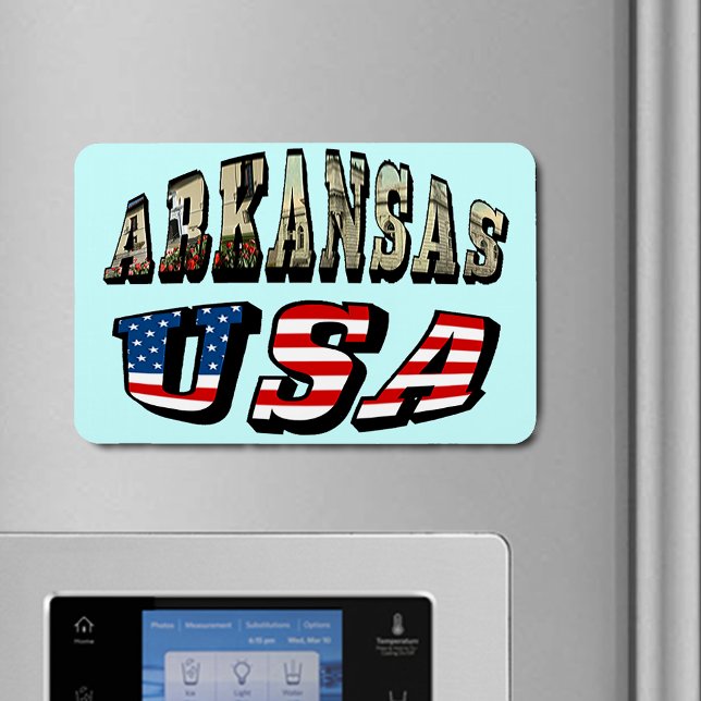 Arkansas Picture and USA Flag Text Magnet (Arkansas Picture and USA Flag Text Flexible Magnet)