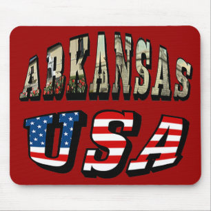 Arkansas Picture and USA Flag Text Mouse Pad