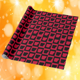 Arkansas Red and Black Chequered Pattern Wrapping Paper