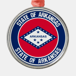 Arkansas Round Emblem Metal Ornament