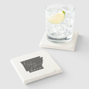 Arkansas Shaped I Like It Here Black Chalkboard Stone Coaster
