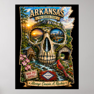 Arkansas Skull Art Poster - State of Mind