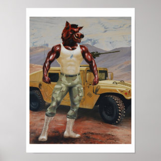 Arkansas Soldier Hog Razorback Military Poster