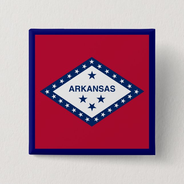 Arkansas State Flag 2 Inch Square Button (Front)