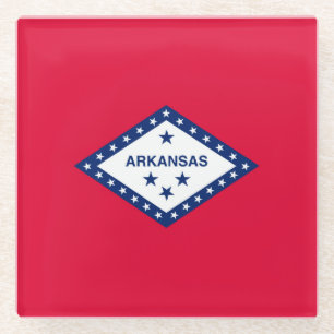 Arkansas State Flag Design Decor Glass Coaster