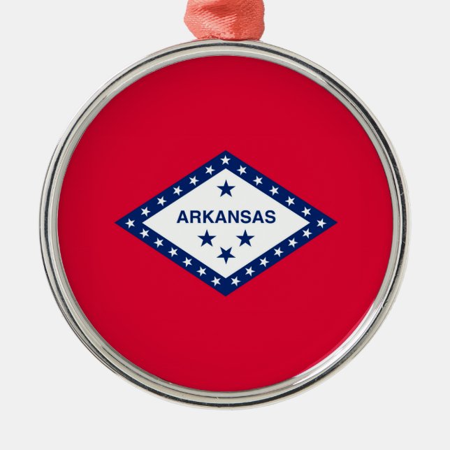 Arkansas State Flag Design Decor Metal Ornament (Front)