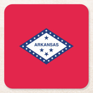 Arkansas State Flag Design Square Paper Coaster