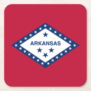 Arkansas State Flag Square Paper Coaster