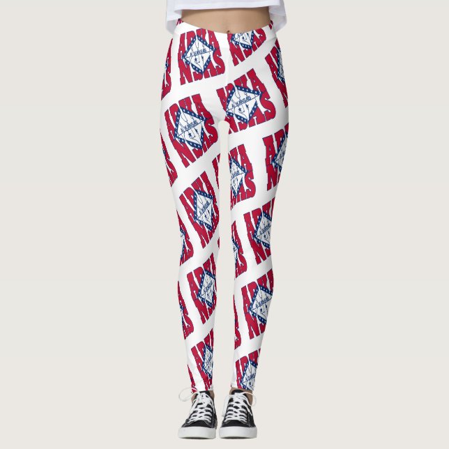 Arkansas state flag text pattern leggings (Front)