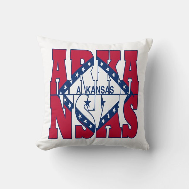 Arkansas state flag text throw pillow (Front)