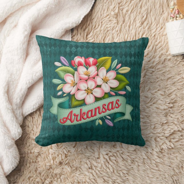Arkansas State Flowers Emblem Throw Pillow (Blanket)