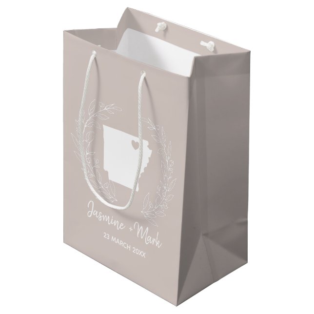 Arkansas state map  destination wedding favours  medium gift bag (Front Angled)