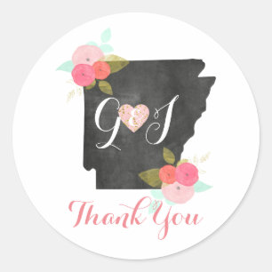 Arkansas State Monogram Wedding Favour Thank You Classic Round Sticker