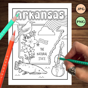 arkansas state shape and facts colouring page
