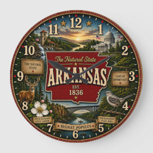 Arkansas State Vintage Map Large Clock