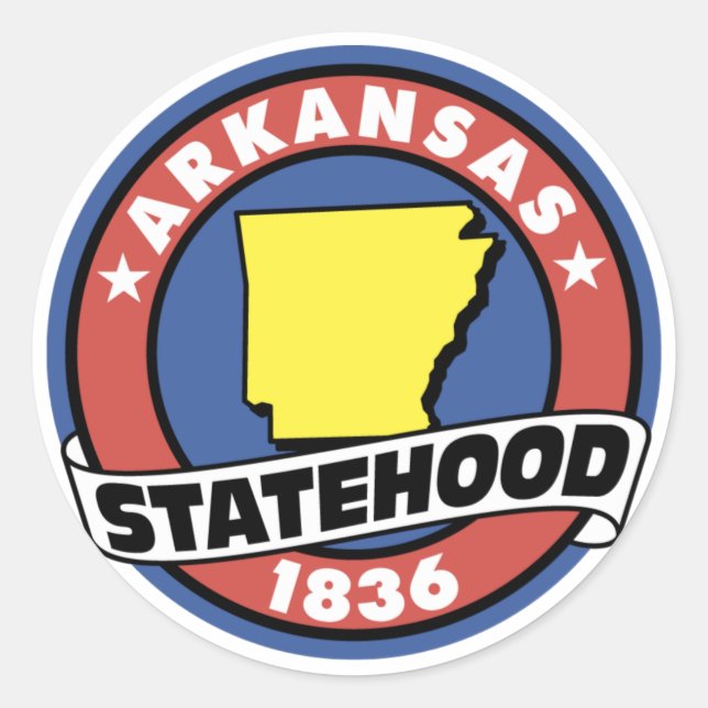 Arkansas Statehood Gifts and Tees Classic Round Sticker (Front)