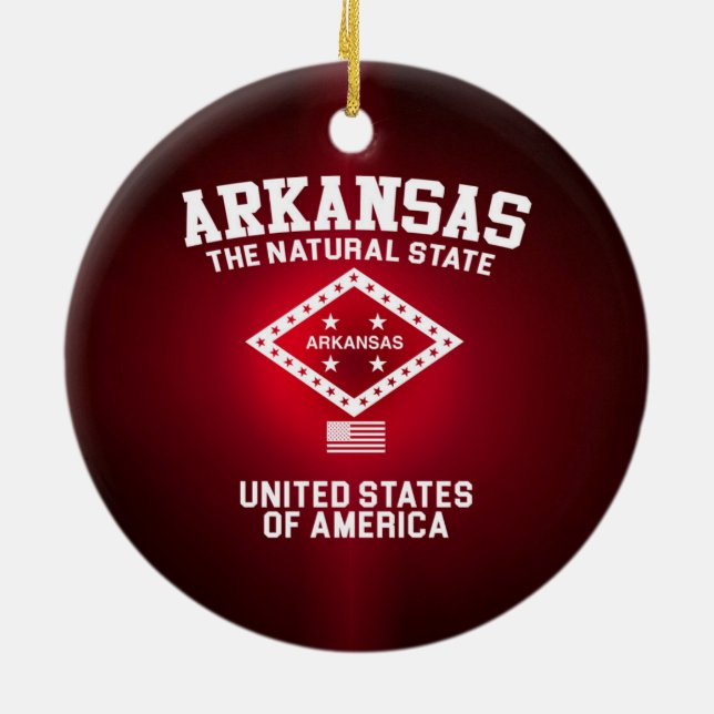 Arkansas The Natural State Ceramic Ornament (Back)