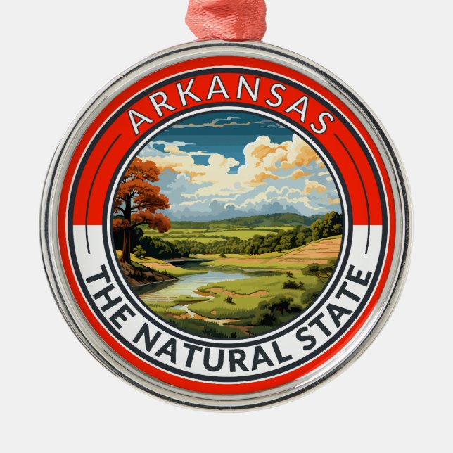 Arkansas Travel Art Badge Metal Ornament (Front)