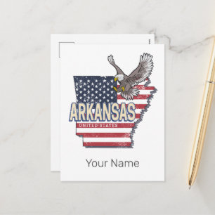 Arkansas United States Retro Map Vintage USA Holiday Postcard