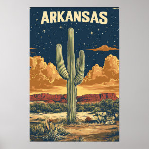 Arkansas USA Art Vintage Illustration Travel Poster