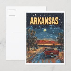 Arkansas USA Vintage Illustration Travel Postcard