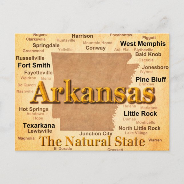 Arkansas Vintage Style Map Postcard (Front)