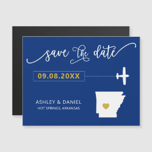 Arkansas Wedding Save the Date Card, Map Magnetic Invitation