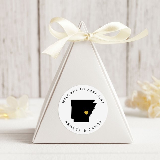 Arkansas Wedding Welcome Sticker Tag, Black (Creator Uploaded)