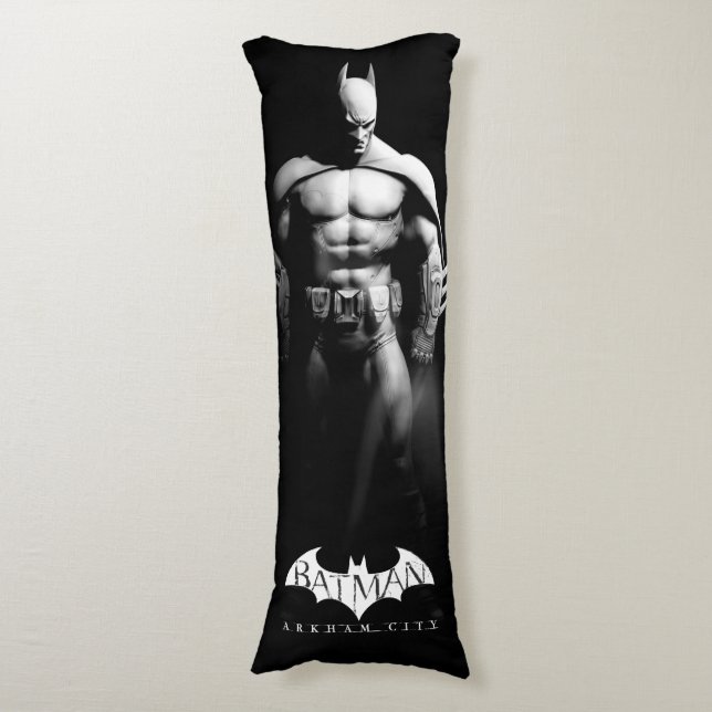Arkham City | Batman Black and White Wide Pose Body Pillow (Front Vertical)