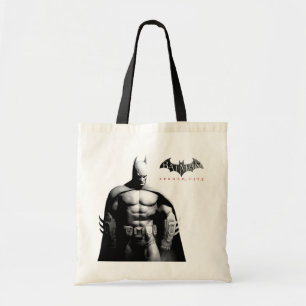 Arkham City   Batman Black and White Wide Pose Tote Bag