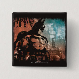 Arkham City Batman mixed media 2 Inch Square Button