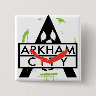 Arkham City Icon w/ Joker marks 2 2 Inch Square Button
