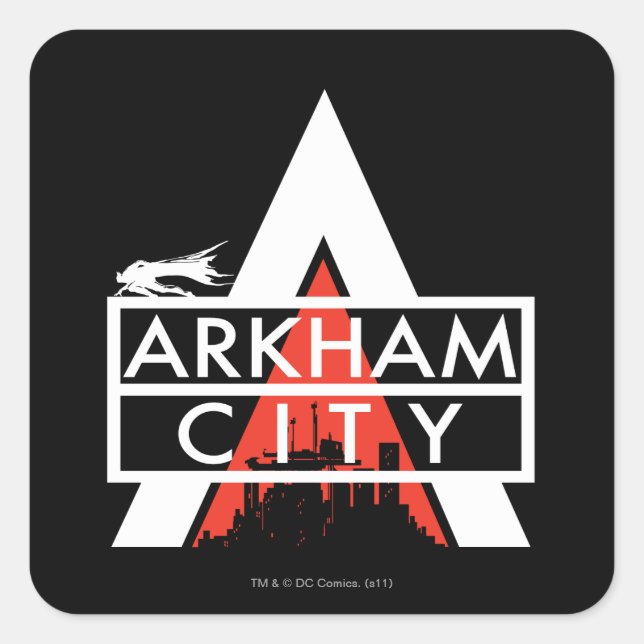 Arkham City Logo White Square Sticker (Front)