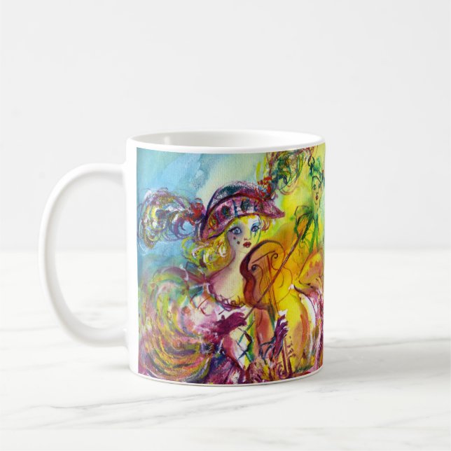 ARLECCHINA  VIOLINIST / Venetian Carnival Night Coffee Mug (Left)