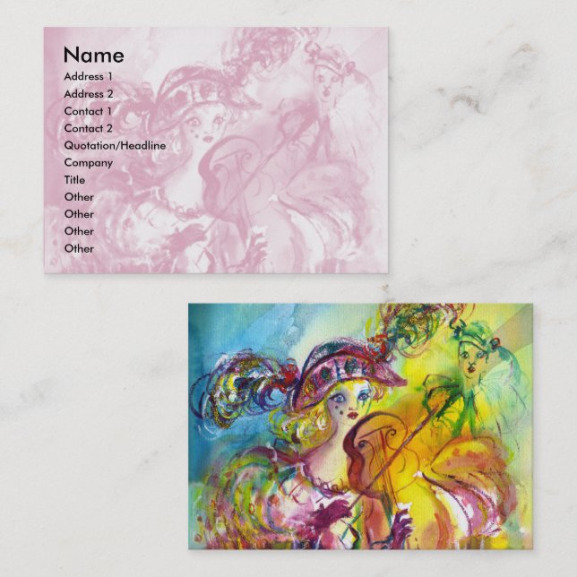 ARLECCHINA VIOLINIST,Violin ,Music,Theatre Artist, Business Card (Front/Back)