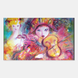 ARLECCHINO AND COLOMBINA ,Pink Fuchsia Yellow Blue Sticker