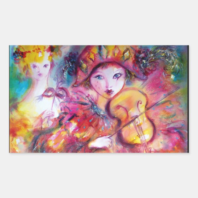 ARLECCHINO AND COLOMBINA ,Pink Fuchsia Yellow Blue Sticker (Front)