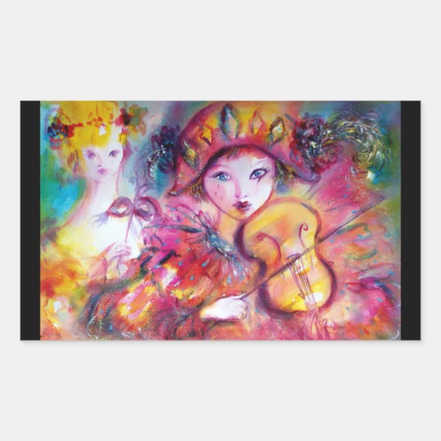 ARLECCHINO AND COLOMBINA ,Pink Fuchsia Yellow Blue Sticker (Front)