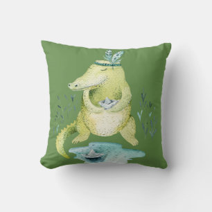 Arlena the Alligator Throw Pillow